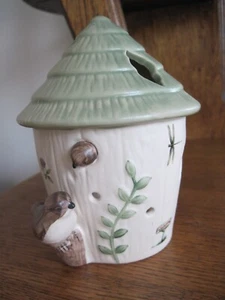Pfaltzgraff Figural Tea Light Candleholder Naturewood Birdhouse with Birds - Picture 1 of 7