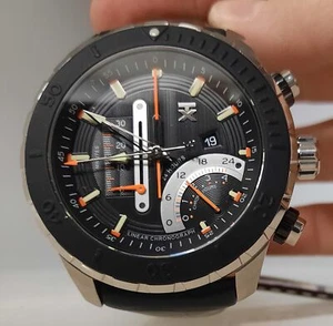 Timex TX Luxus Herren 800 Serie Linear Chronograph SS schwarz Leder Uhr T3C458 - Bild 1 von 6