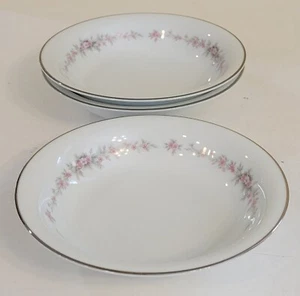 Set Of 3 -Noritake Rosepoint Fruit Dessert or Sauce Bowl Pink Floral Vine #6206 - Picture 1 of 4