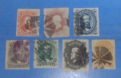 Brazil  #30-36 SC# 61-67 Dom Pedro 1876/1877 Complete set with mute cancelation - Image 1 of 4