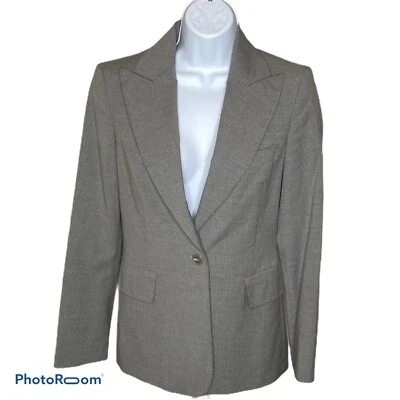 Benetton Size Small Gray White Blue Pinstripe Blazer Lined Italy Single Button S - Image 1 of 4