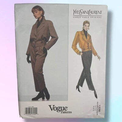 Vogue Yves Saint Laurent Paris Jacket & Pants Pattern #1226 (Size 8 to 12) UNCUT - Image 1 of 4