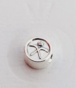 Genuine Pandora Silver Charm "Ice Hockey Puck" - 791203CZ - retired - Foto 1 di 2