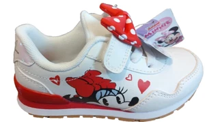DISNEY JUNIOR Minnie Mouse White Sneakers Size 10 Red Bow NWOB - Picture 1 of 6