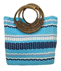 TROTTERS Blue Woven Handbag Tote Purse - Picture 1 of 7