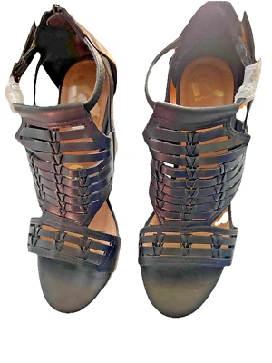 REPORT Canela Plataforma Corcho Cuñas Zapatos Negro Correa Talla 9W Puntera Abierta Foto 1 de 4