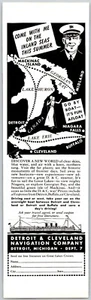 1941 D. & C. Detroit & Cleveland Steamer Visit Far Places Sail Away Print Ad - Bild 1 von 1