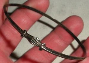 ANTIQUE VICTORIAN CLASPED HANDS FEDE GIMMEL SILVER BELT BANGLE BRACELET vafo - Picture 1 of 8