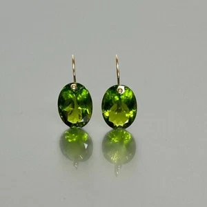 Dainty Peridot Small Drop Earrings 925 Sterling Silver March Birthstone Earrings - Picture 1 of 4