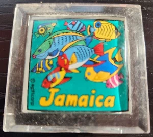 Jamaica Themed Fish Design Plastic Fridge Magnet - 2 x 2 Inches - Picture 1 of 4
