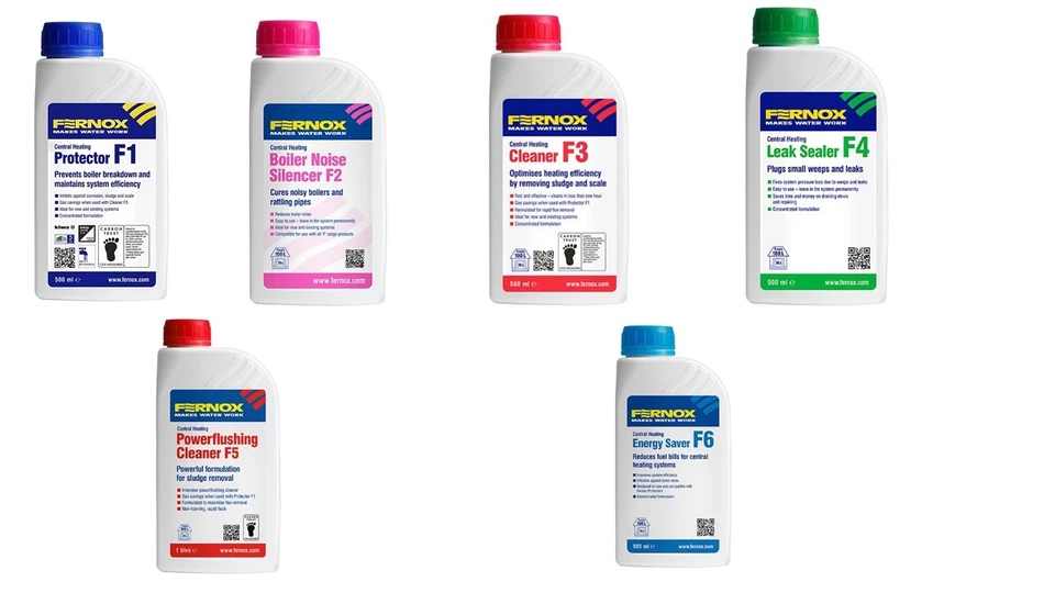 FERNOX F1 F2 F3 F4 F5 F6 SCHUTZ REINIGER KESSEL GERÄUSCHLECKVERSIEGELUNG 500ml DIY