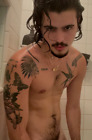 Shirtless Male Beefcake Shower Jock Tattooed Long Hair PHOTO 4X6 E567
