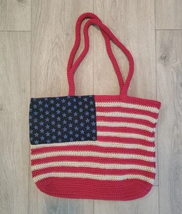American Flag Purse Tote Handbag 15”x12" 23" 4th of July Stars & Stripes Woven - Picture 1 of 4
