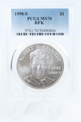 1998-S PCGS MS70 RFK Silver Modern Commemorative Dollar - Image 1 of 2