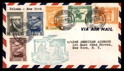 Mayfairstamps Guinea 1941 Bolama a Nueva York Primer Vuelo Cubierta aau_61883 Foto 1 de 2