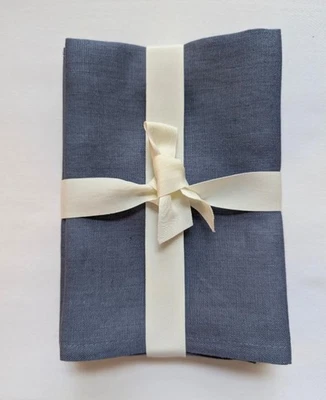 Tessitura Toscana Telerie 4 Linen Napkins 16'' x 16" Blue Made in Italy Firenze - Image 1 of 3
