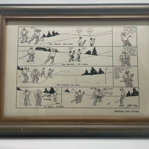 CLARE BRIGGS Golf Comic Strip gerahmte Kunst 1914 vorher und nachher - Bild 1 von 6