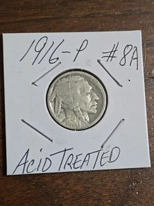 1916 P Buffalo Nickel #8A Acid Treated - Picture 1 of 5
