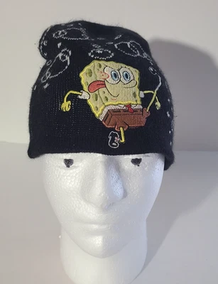 Vintage Y2K 2003 Nickelodeon Spongebob Squarepants Adult Black Beanie - Image 1 of 4