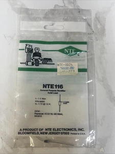 1 Ea ~ NTE116 ~ General Purpose Rectifier ~ Axial Lead ~ 600V 1A DO41 - Picture 1 of 2