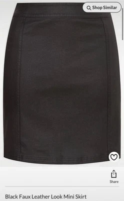 George @ Asda Black Faux Leather Look MiniSkirt Size 16 - New - Image 1 of 4