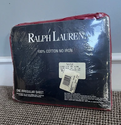 Новый RALPH LAUREN 100% хлопок двойной плоский лист ~ алый красный ~ 66'' x 96'' без железа - Изображение 1 из 4