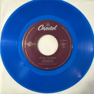BLUE VINYL JUKE BOX  ITS ALL TOO MUCH ONLY A NORTHERN SONG MINT BEATLES - Picture 1 of 2