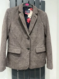 Joules Agatha Herringbone Brown Tweed Country Hacking Blazer Jacket Size Uk 10 - Bild 1 von 6