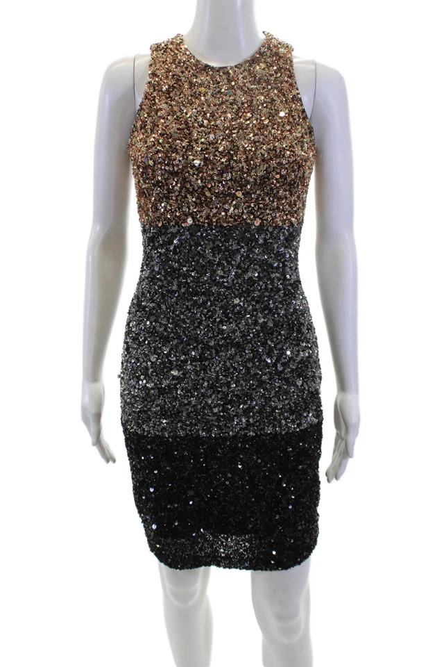 Vestido French Connection para mujer color bloque lentejuelas cuello redondo multicolor talla 4 Foto 1 de 4