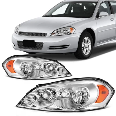 Headlights Assembly For 2006-2013 Chevy Impala Chrome Headlamps Front Left+Right Foto 1 de 4