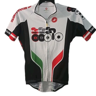 Camiseta Castelli Ciclismo Feminina Média Branca Preta Zíper Completo Manga Curta Fabricada nos EUA - Imagem 1 de 4