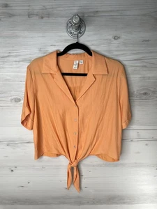 Joie Shirt Damen Medium Orange Tie Front Button Front Kurzarm Cropped Top - Bild 1 von 10