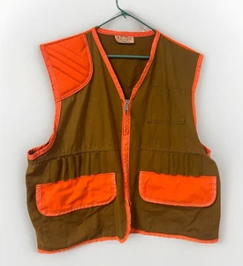 Vtg SafTBak Hunting Clothes Orange Utility Vest Pockets Made in USA Large Duck - Picture 1 of 8