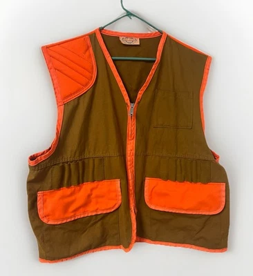 Vtg SafTBak Hunting Clothes Orange Utility Vest Pockets Made in USA Large Duck - Image 1 of 4