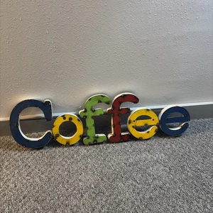 "Letrero de café de metal multicolor decoración de café frente a tienda decoración del hogar 28,5"" x 7,5""" - Imagen 1 de 7