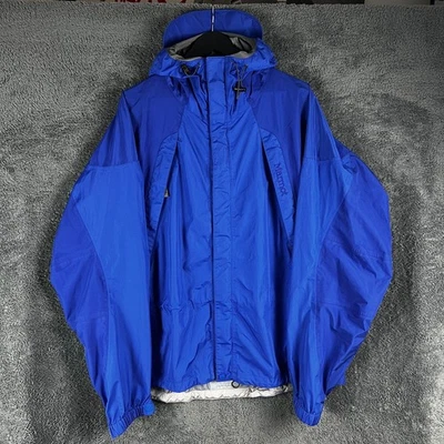 Marmot Waterproof Jacket Mens Large Blue Hooded Full Zip Logo Walking Hiking - Image 1 of 4