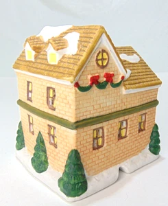 Fine Porcelain House Winter Valley Cottages house with pine Christmas garland - Picture 1 of 14