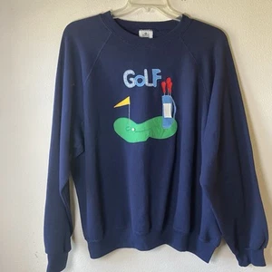 Lee Sport Golf Sweatshirt 3X Vintage Pullover Navy Blue Made In USA Cotton Blend - Picture 1 of 7