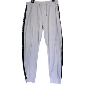 Armani Exchange Pants Mens Large White Black Logo Jogger Track Athletic Casual - Picture 1 of 12