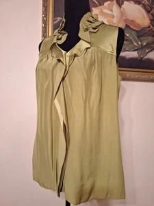 Worth Damen Regular Fit ärmelloses Seidentop olivgrün Größe 10 - Bild 1 von 7