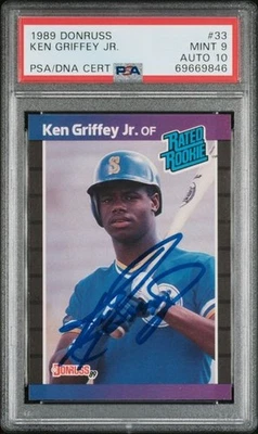 Donruss #33 1989 Ken Griffey Jr. RC tarjeta automática firmada PSA ADN 9 10 Foto 1 de 2