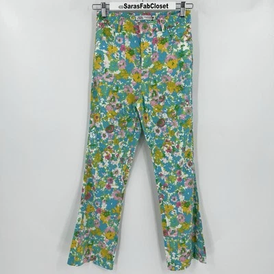 Zara Floral Linen Blend Mini Flare Trouser Pants Cropped Women’s Size 2 NWT - Image 1 of 4