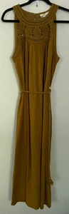 Boden Anais Mustard Gold Crochet Top Midi Sleeveless A-Line Yellow Sz 12R Dress - Picture 1 of 15
