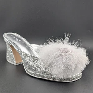 Circus NY Sam Edelman Women's Size 11 Hadie Fluff Mule Silver Sandals Men's 9.5 - Picture 1 of 11