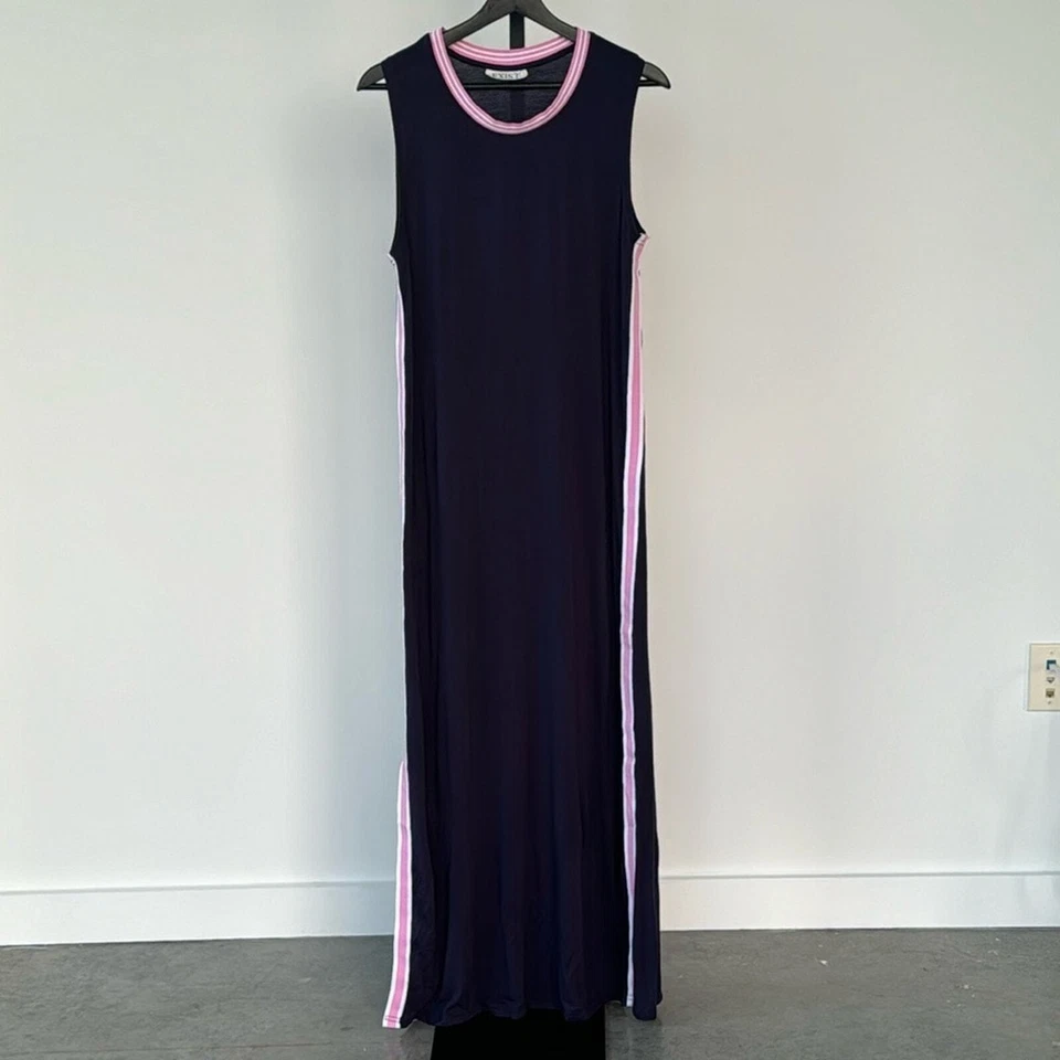 Exist 女式无袖海军蓝粉色白色长裙柔软曲线拥抱 OZ — 第 1/4 张图片