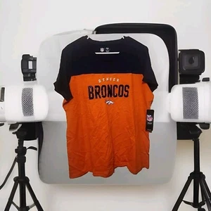 Nfl Team Apparel Women’s Shimmering Sequins T Shirt Denver Broncos Size L - Picture 1 of 5