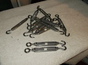 Turnbuckle Type Wire Tensioner StainlessSteel With Threaded Swivel Ring and Hook - Picture 1 of 2
