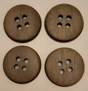 34 mm x 4 große runde Knöpfe Platin grau braun geriffelt - F7639 - Bild 1 von 1