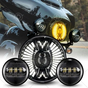 7" LED Headlight Passing Lights For Harley-Davidson Electra Glide Ultra Classic - Picture 1 of 24