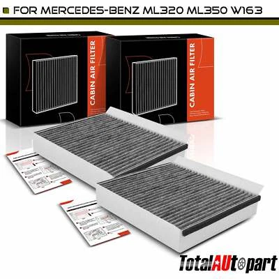 Filtro de ar de cabine de carbono ativado 2 peças para Mercedes-Benz W163 ML320 ML350 dianteiro - Imagem 1 de 4